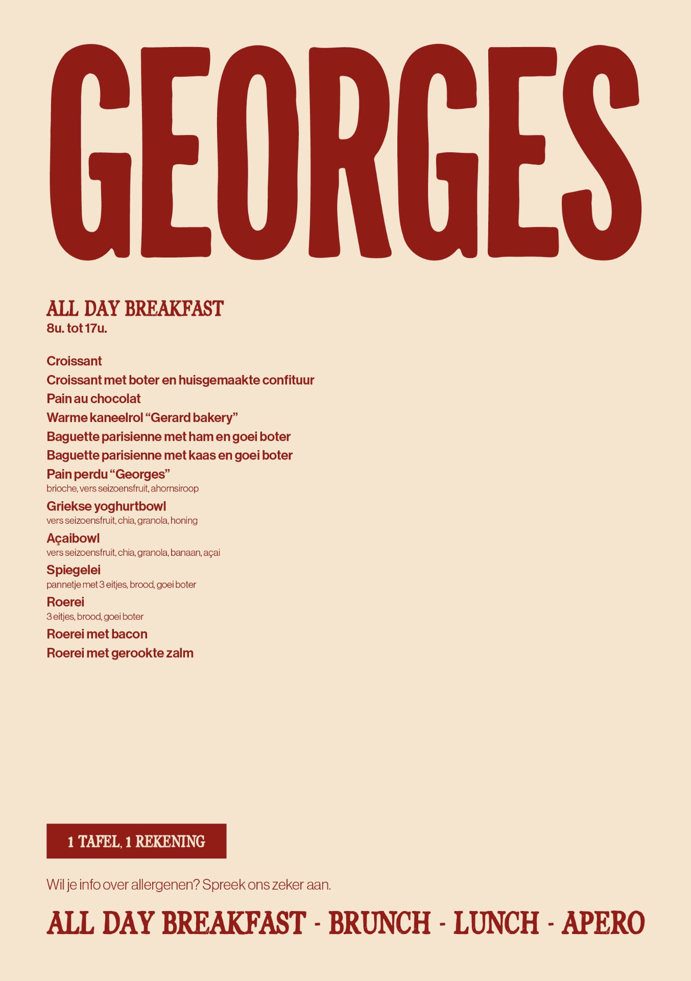 Georges menu — all day breakfast